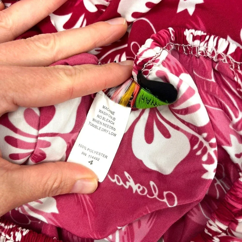 Ali'i Fashions Hawaii Dress Kids Girls 6 Magenta Pink Hawaiian Floral Ruffle - Picture 8 of 10